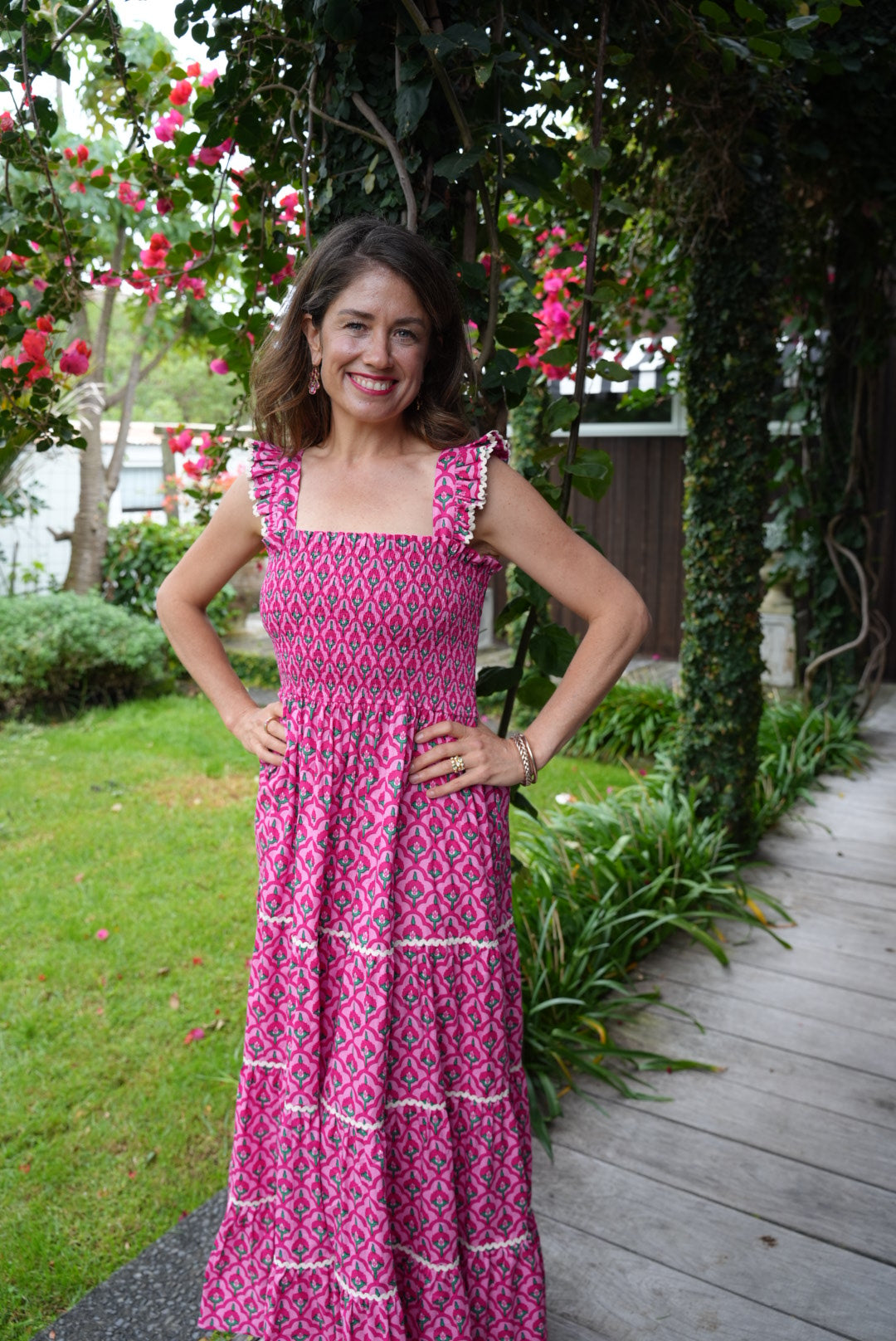 FLORENCE SMOCKED DRESS | PINK EMERALD