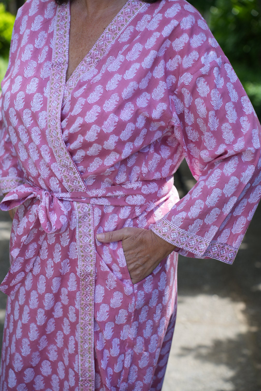COTTON BLOCK PRINT KIMONO | ROSE PINK