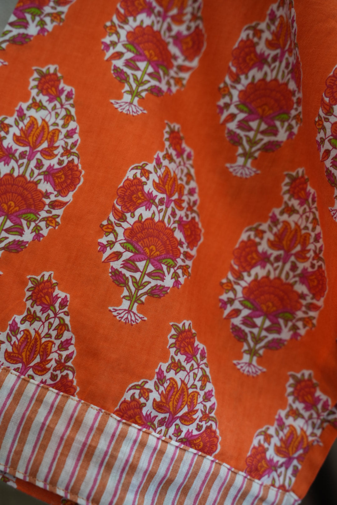 COTTON BLOCK PRINT KIMONO | ORANGE