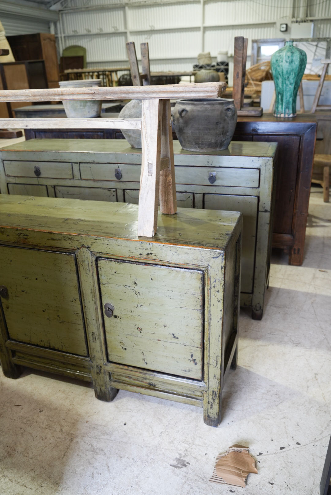 ANTIQUE THREE DOOR CABINET | ARTICHOKE