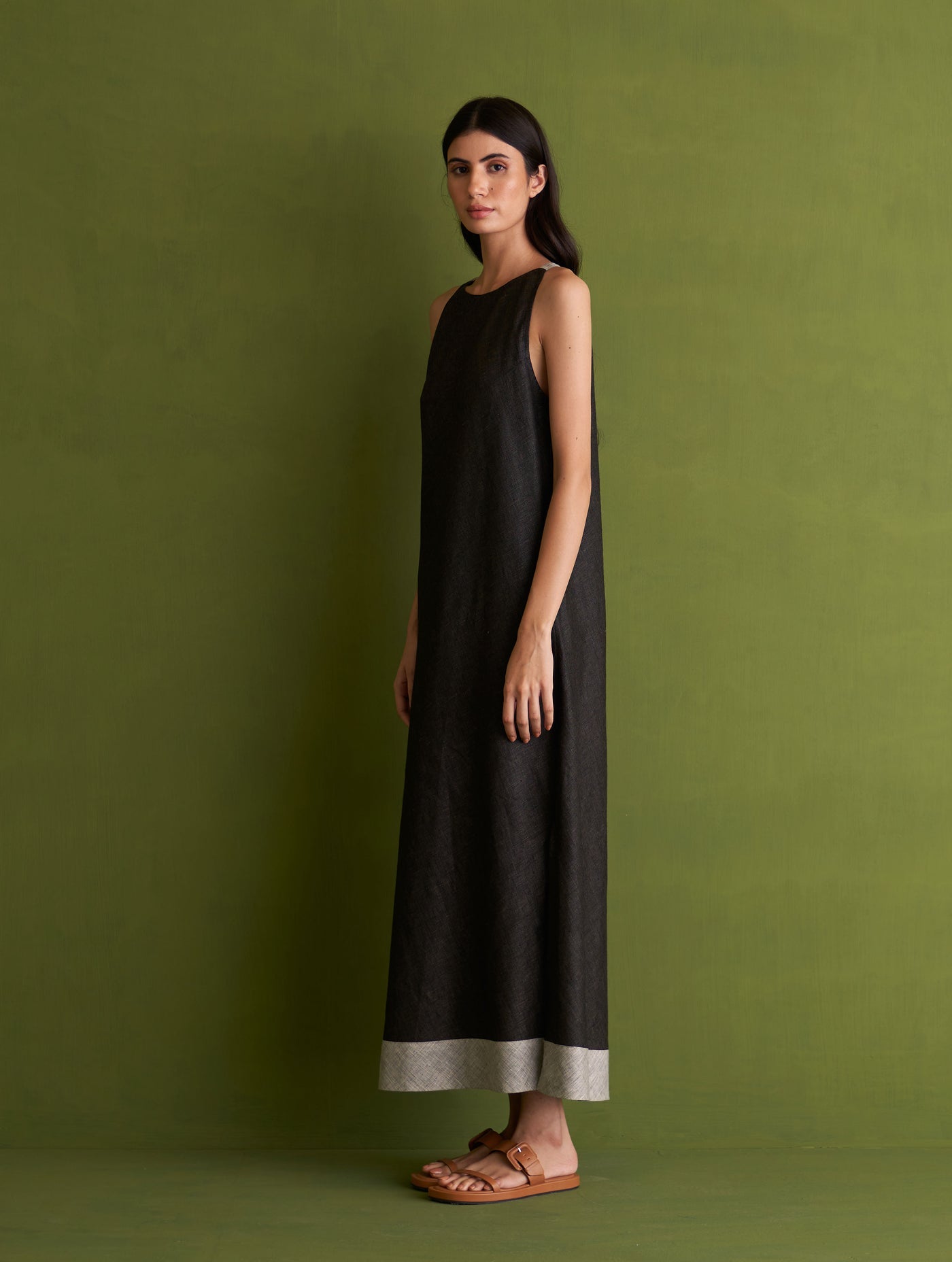 NIZA LINEN DRESS | CHARCOAL