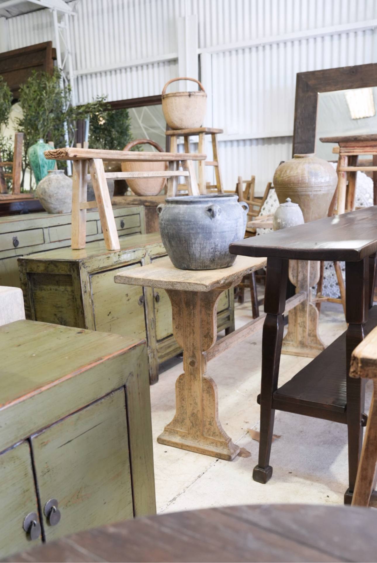 ANTIQUE THREE DOOR CABINET | ARTICHOKE