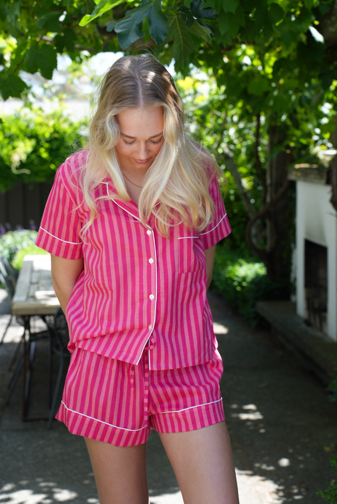 COTTON PJS | PINK STRIPE | SHORT
