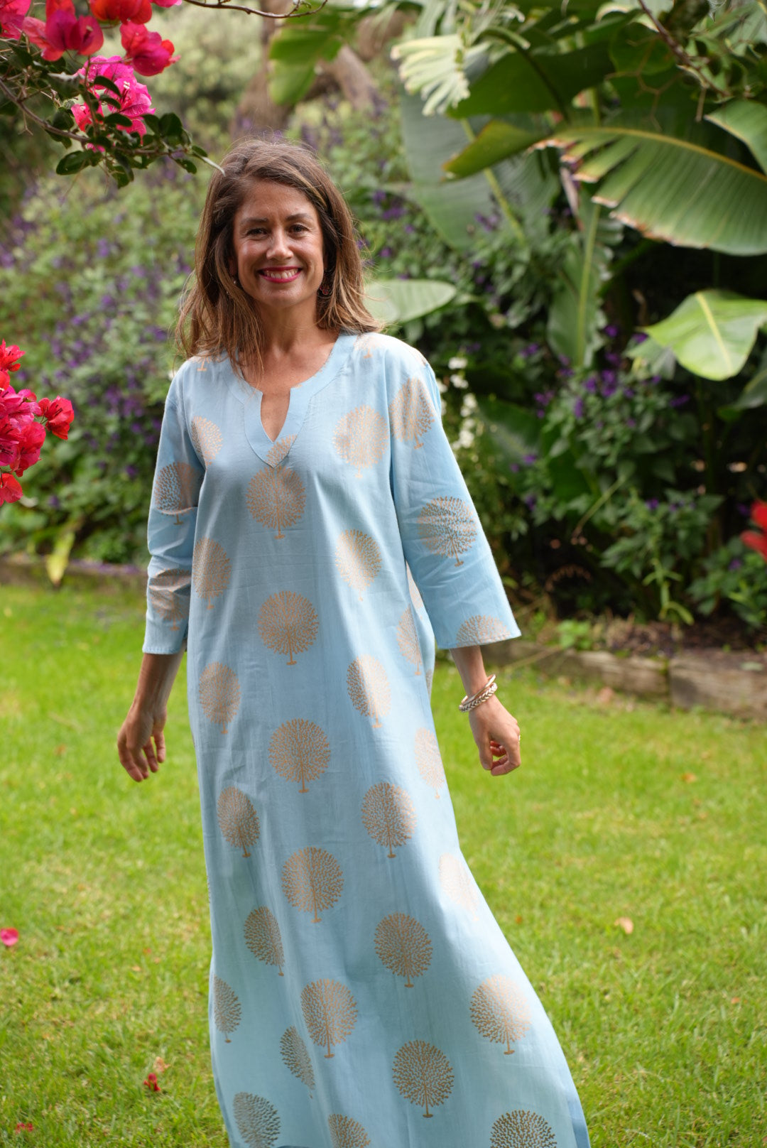 NICKY DRESS | PALE BLUE GOLD