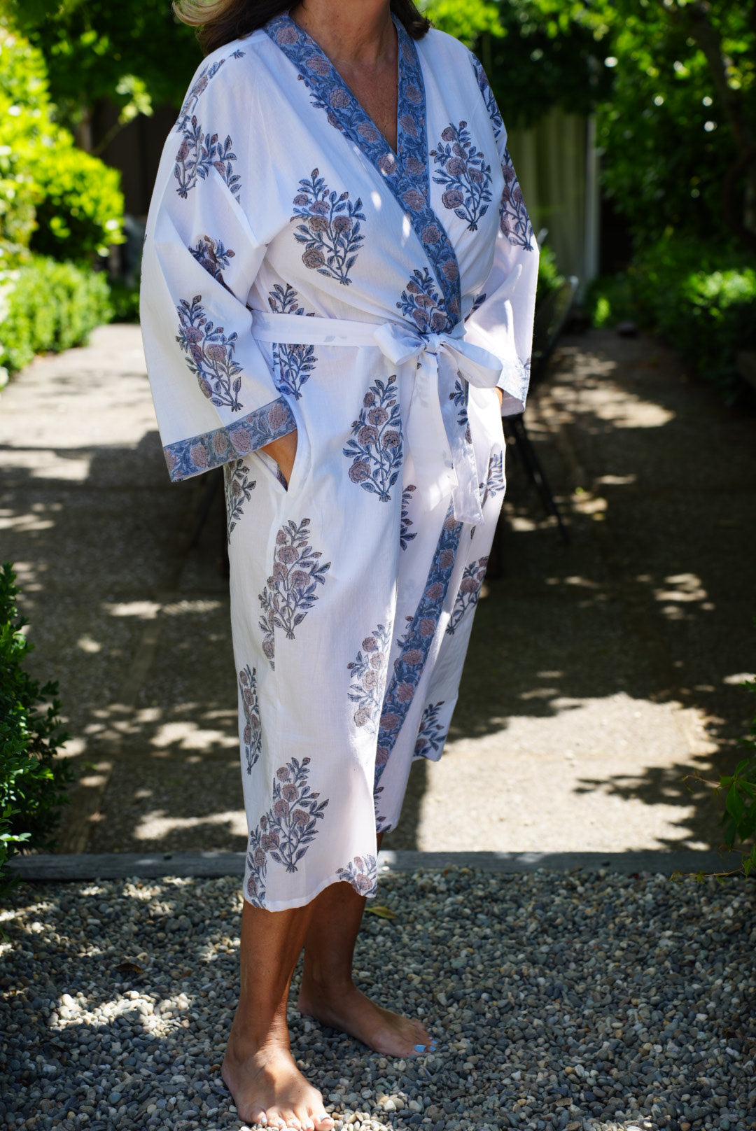 COTTON BLOCK PRINT KIMONO | SMOKE BLOSSOM