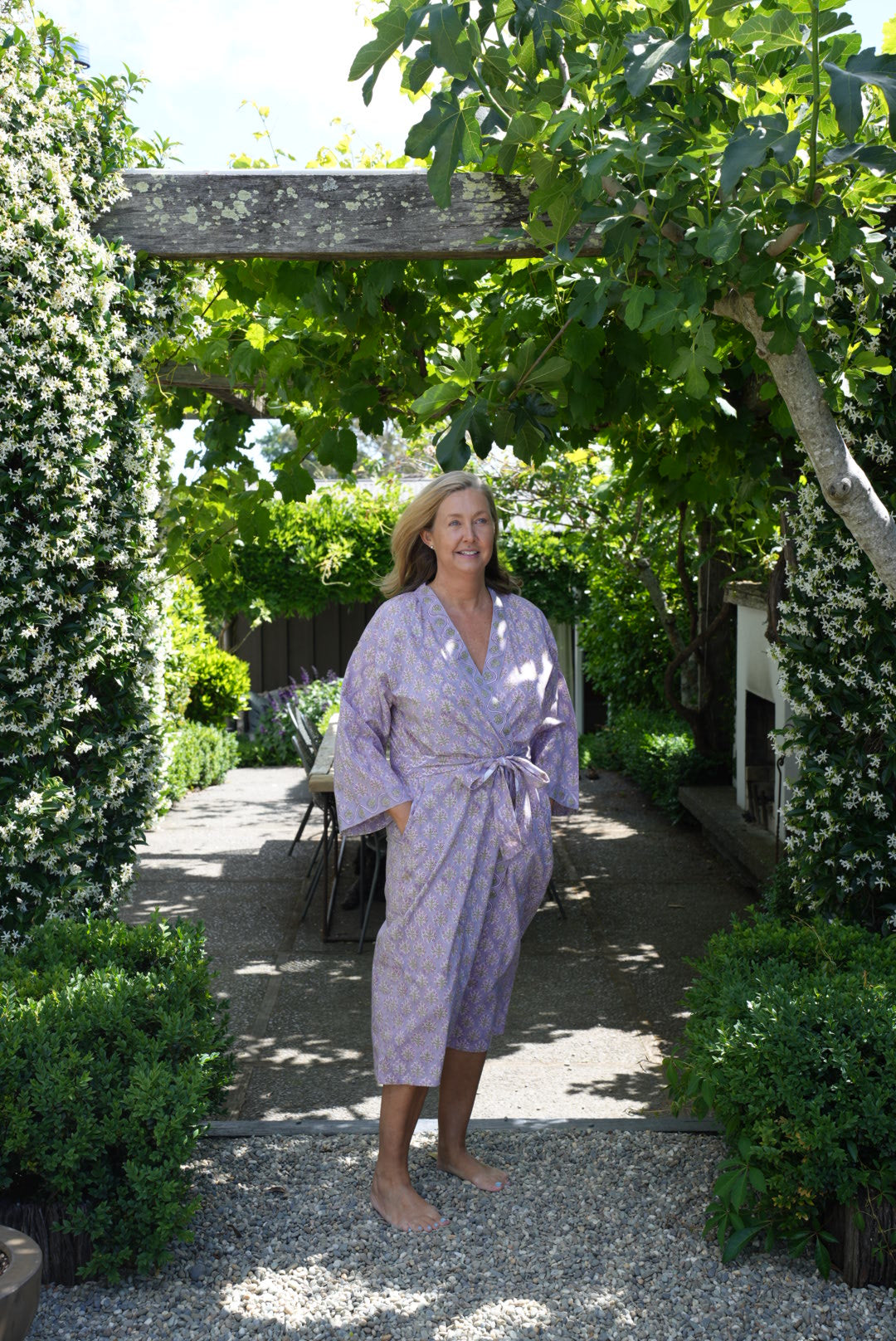 COTTON BLOCK PRINT KIMONO | LILAC