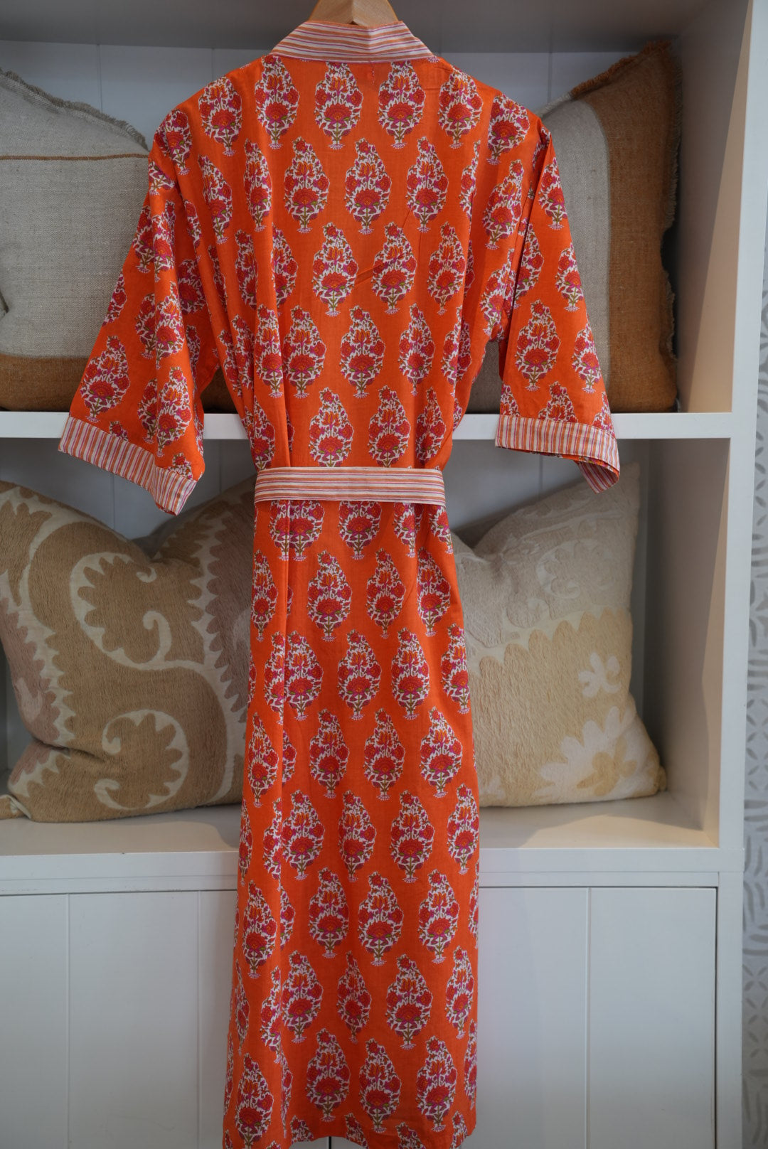 COTTON BLOCK PRINT KIMONO | ORANGE