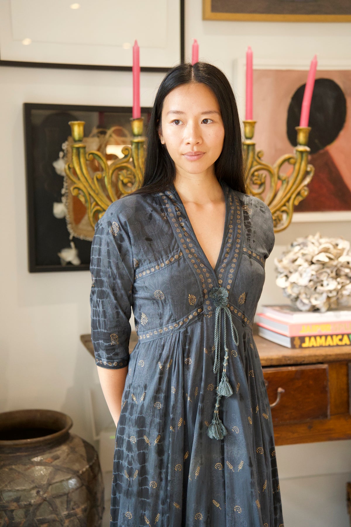 ANNABEL DRESS | CHARCOAL & GOLD