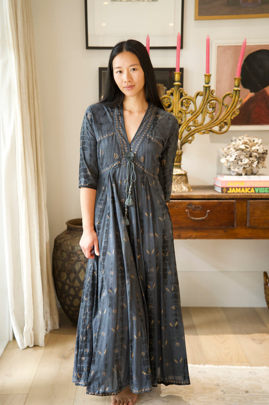 ANNABEL DRESS | CHARCOAL & GOLD
