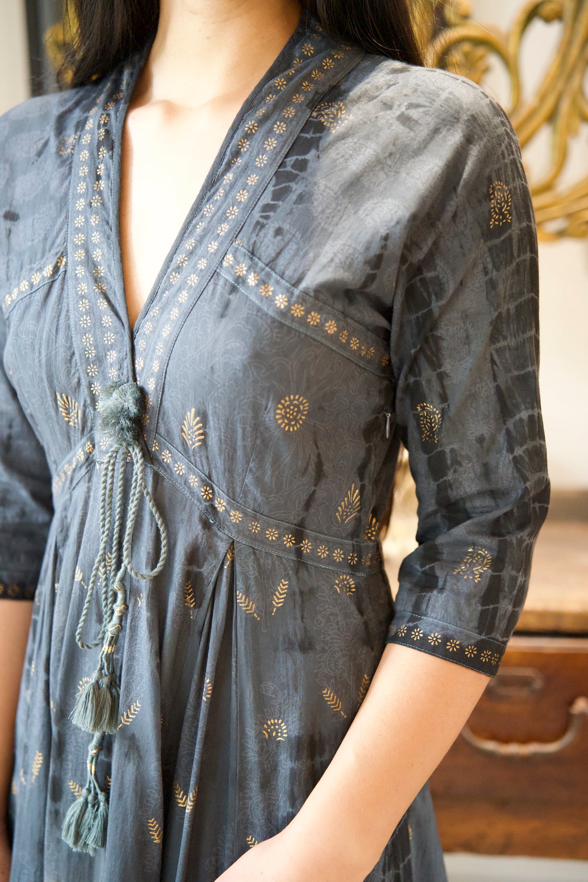ANNABEL DRESS | CHARCOAL & GOLD