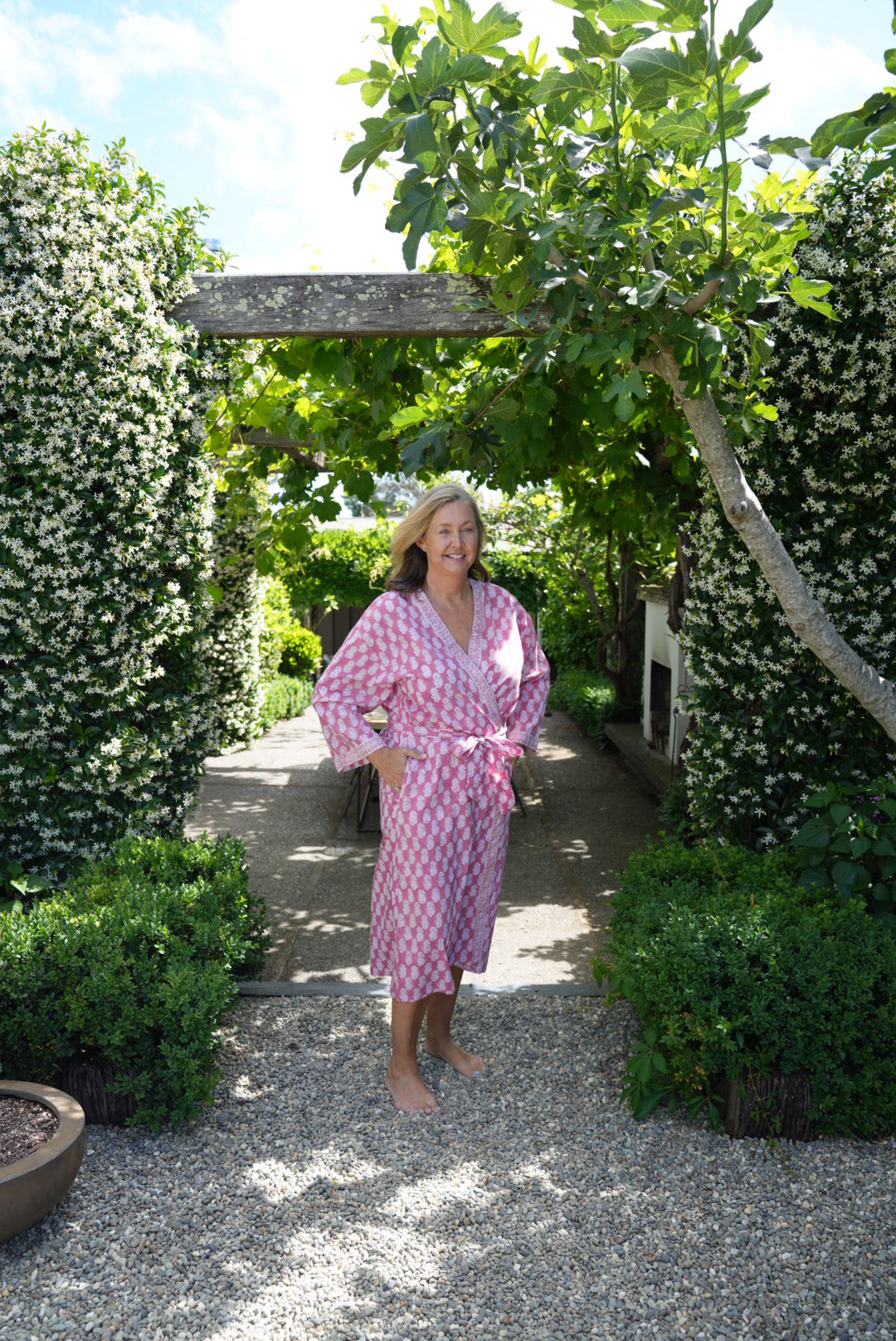 COTTON BLOCK PRINT KIMONO | ROSE PINK