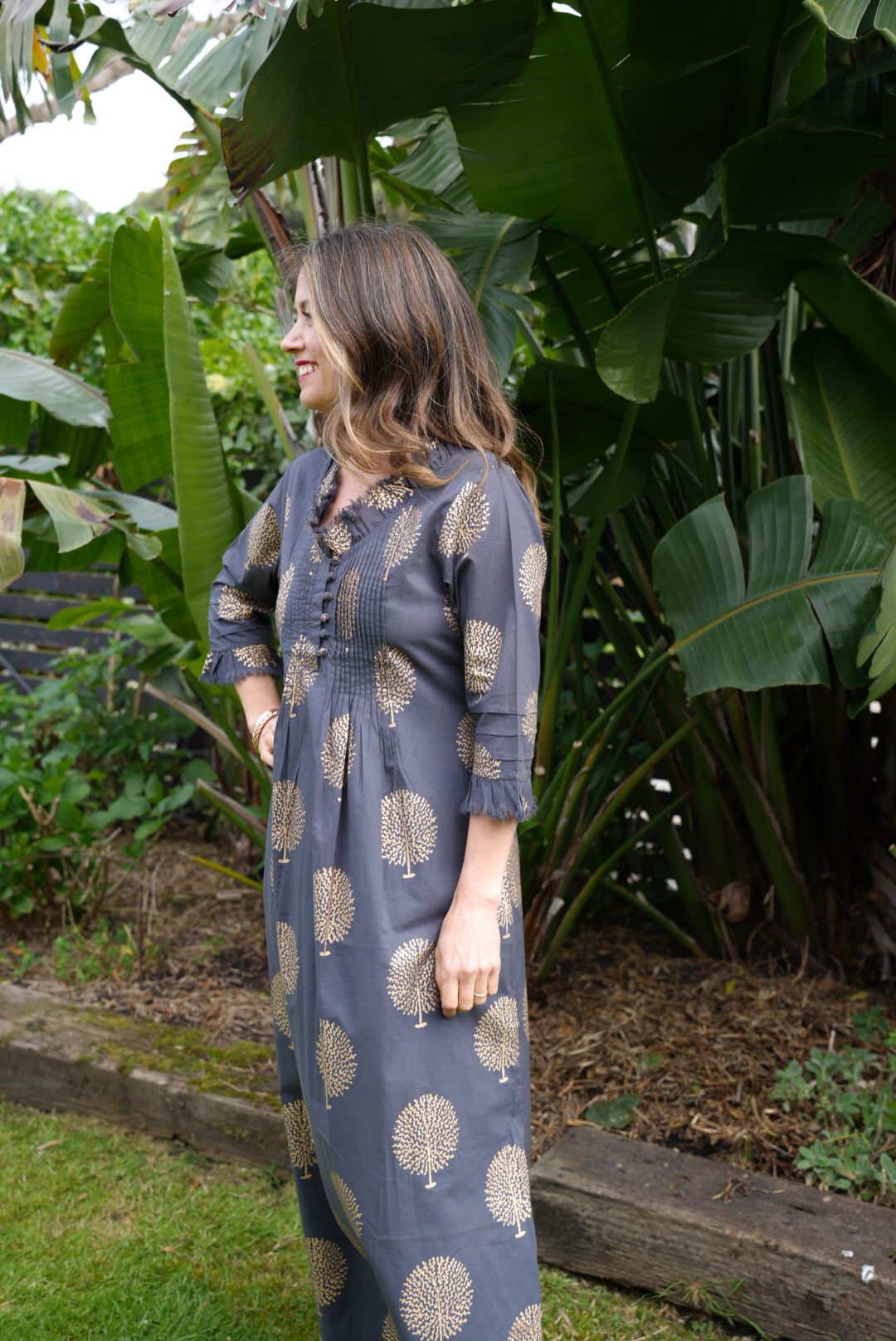 SIENNA DRESS | CHARCOAL GOLD