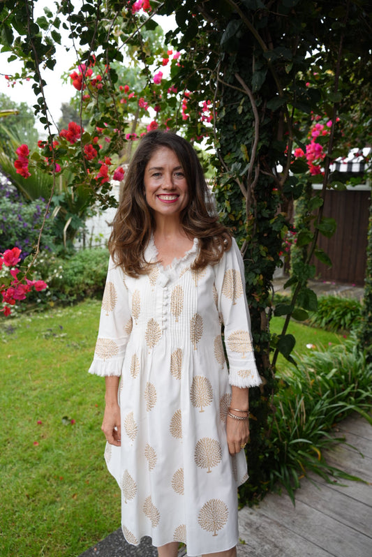 SIENNA MID DRESS | WHITE GOLD