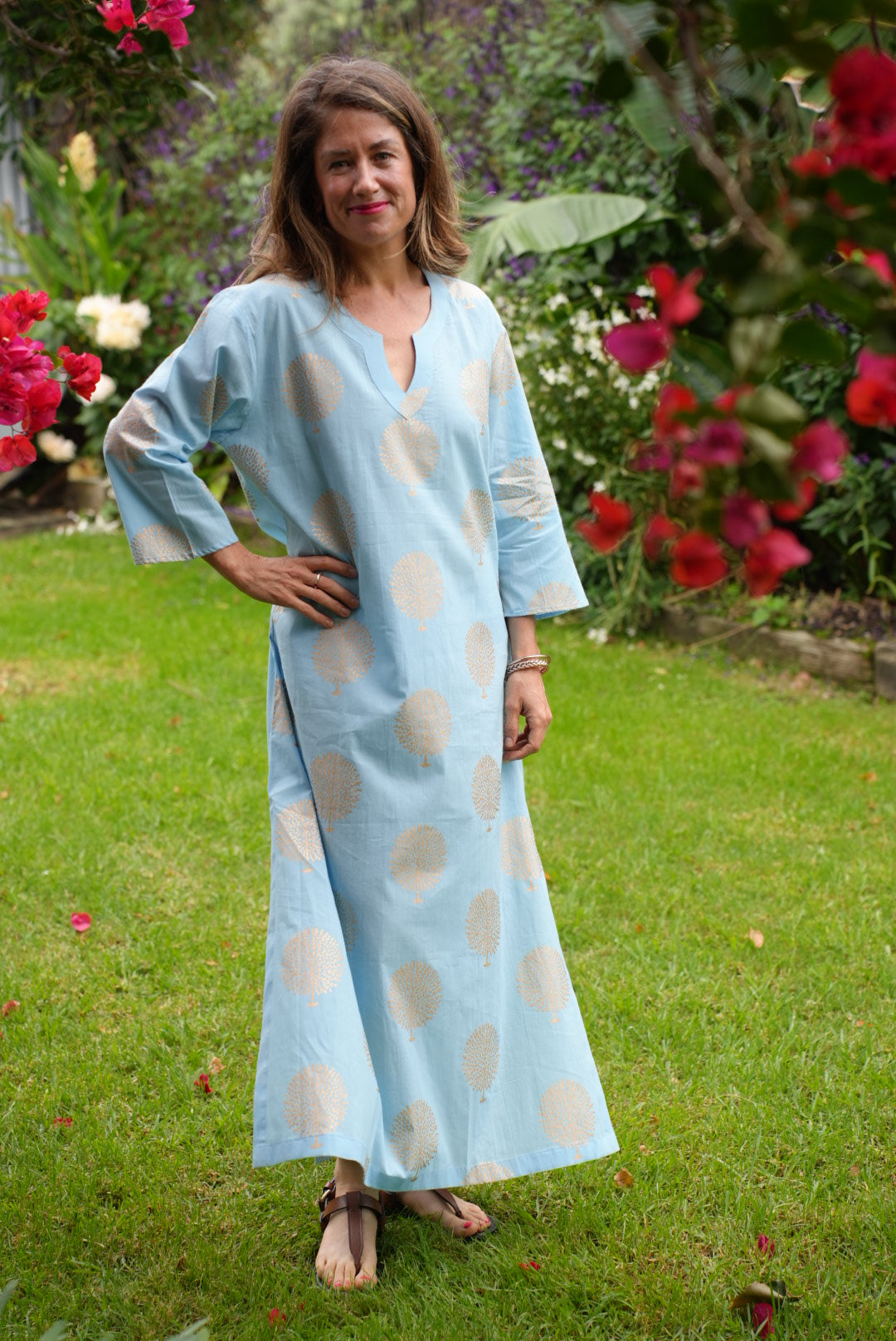 NICKY DRESS | PALE BLUE GOLD