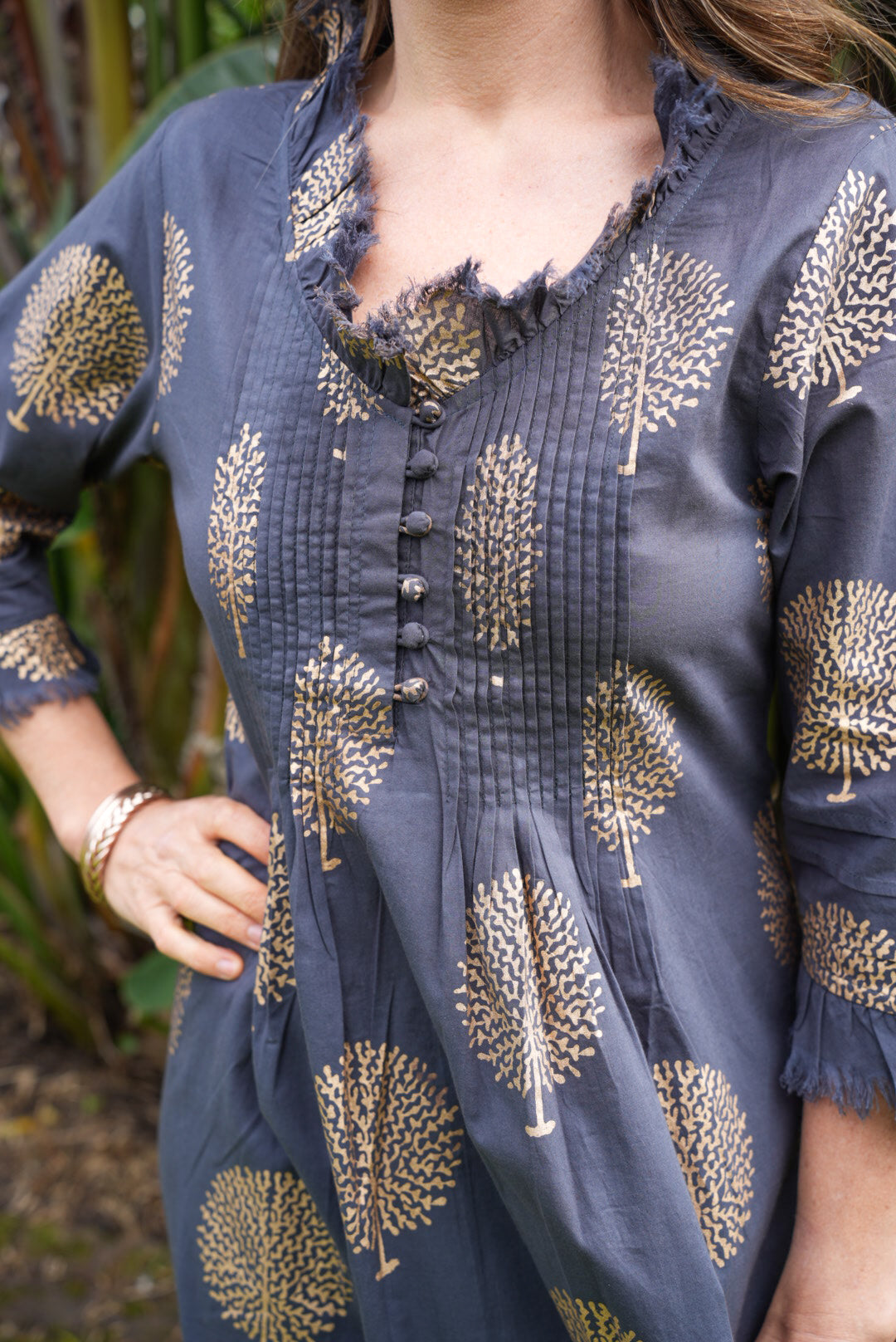 SIENNA DRESS | CHARCOAL GOLD