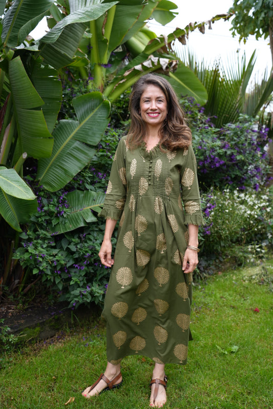 SIENNA DRESS | OLIVE GOLD