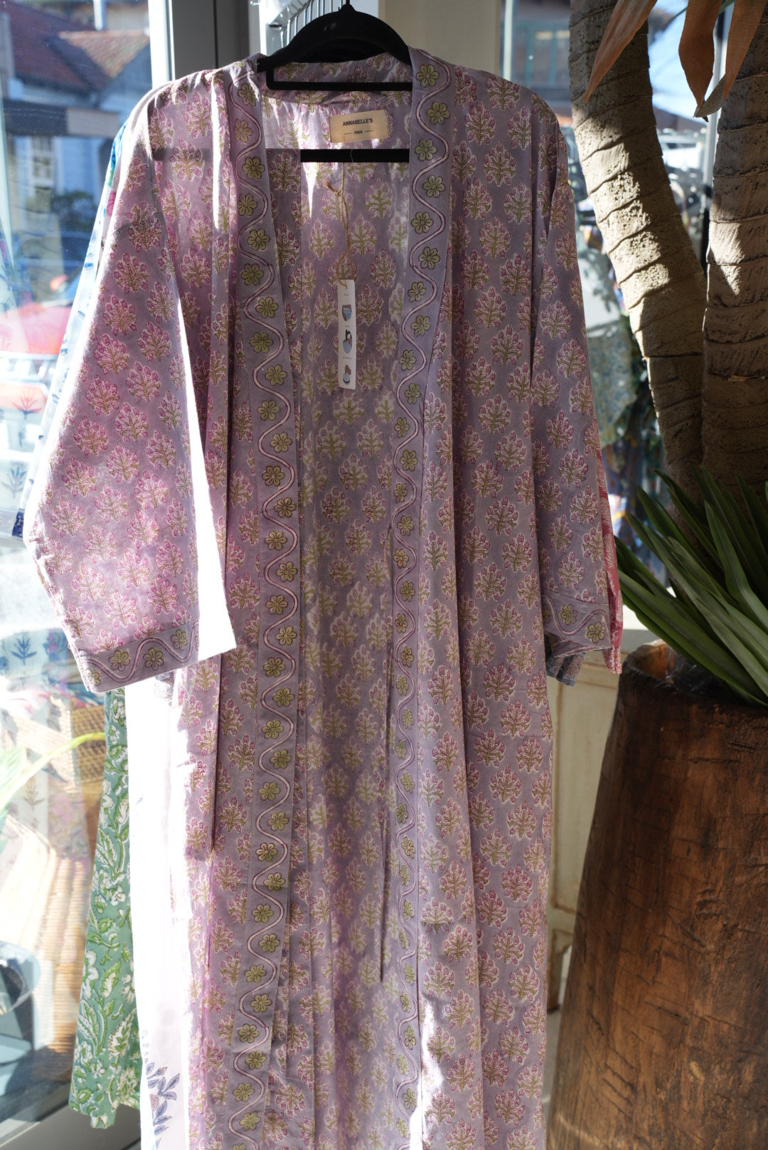 COTTON BLOCK PRINT KIMONO | LILAC
