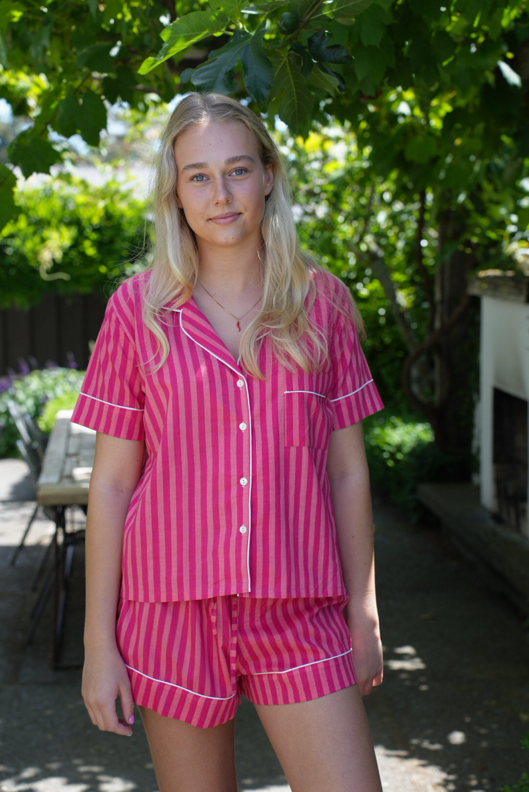 COTTON PJS | PINK STRIPE | SHORT