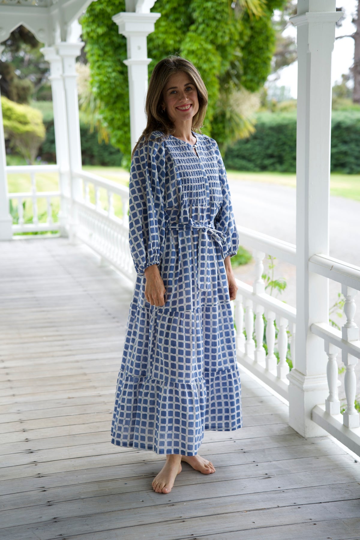 CHARLOTTE SMOCKED DRESS | BLUE CHECK