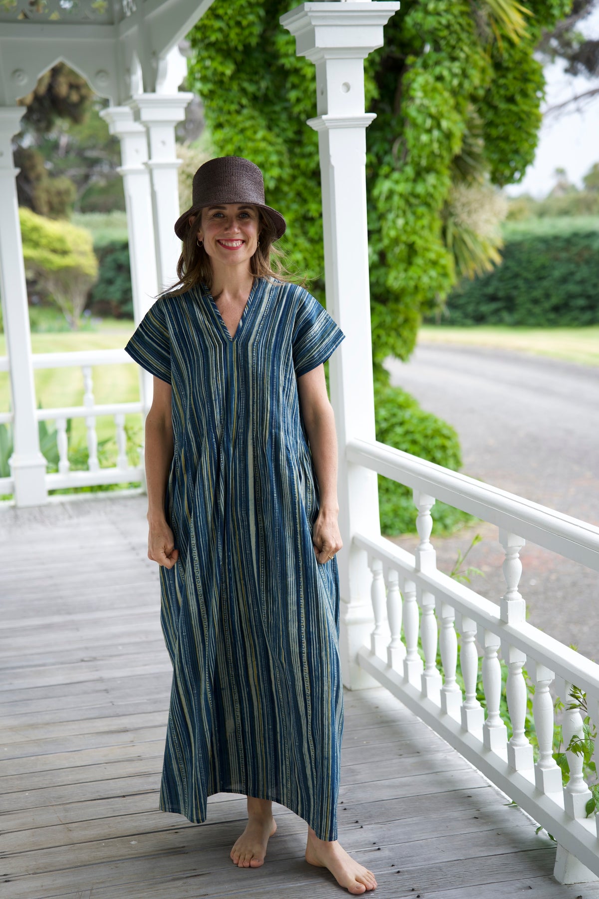 BILLIE DRESS | INDIGO YELLOW | HAND BLOCK PRINT COTTON