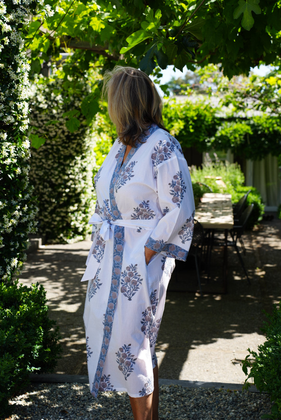 COTTON BLOCK PRINT KIMONO | SMOKE BLOSSOM