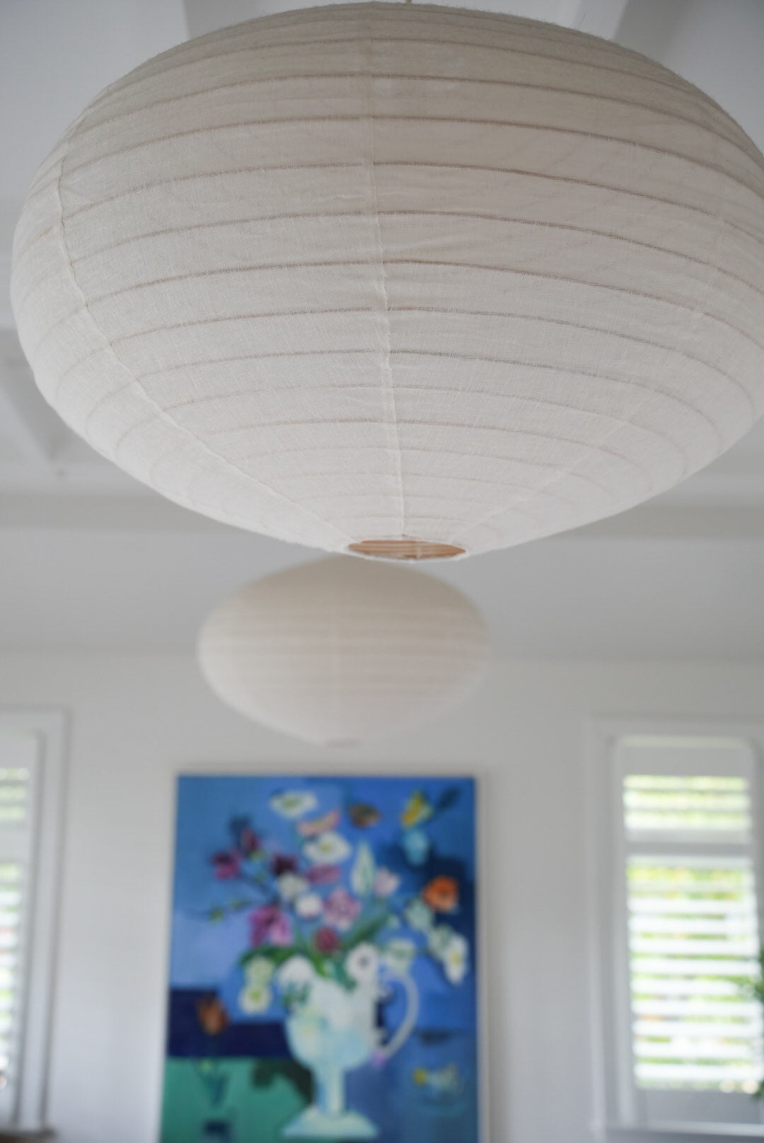 LINEN LIGHT SHADE | WHITE OVAL | LARGE