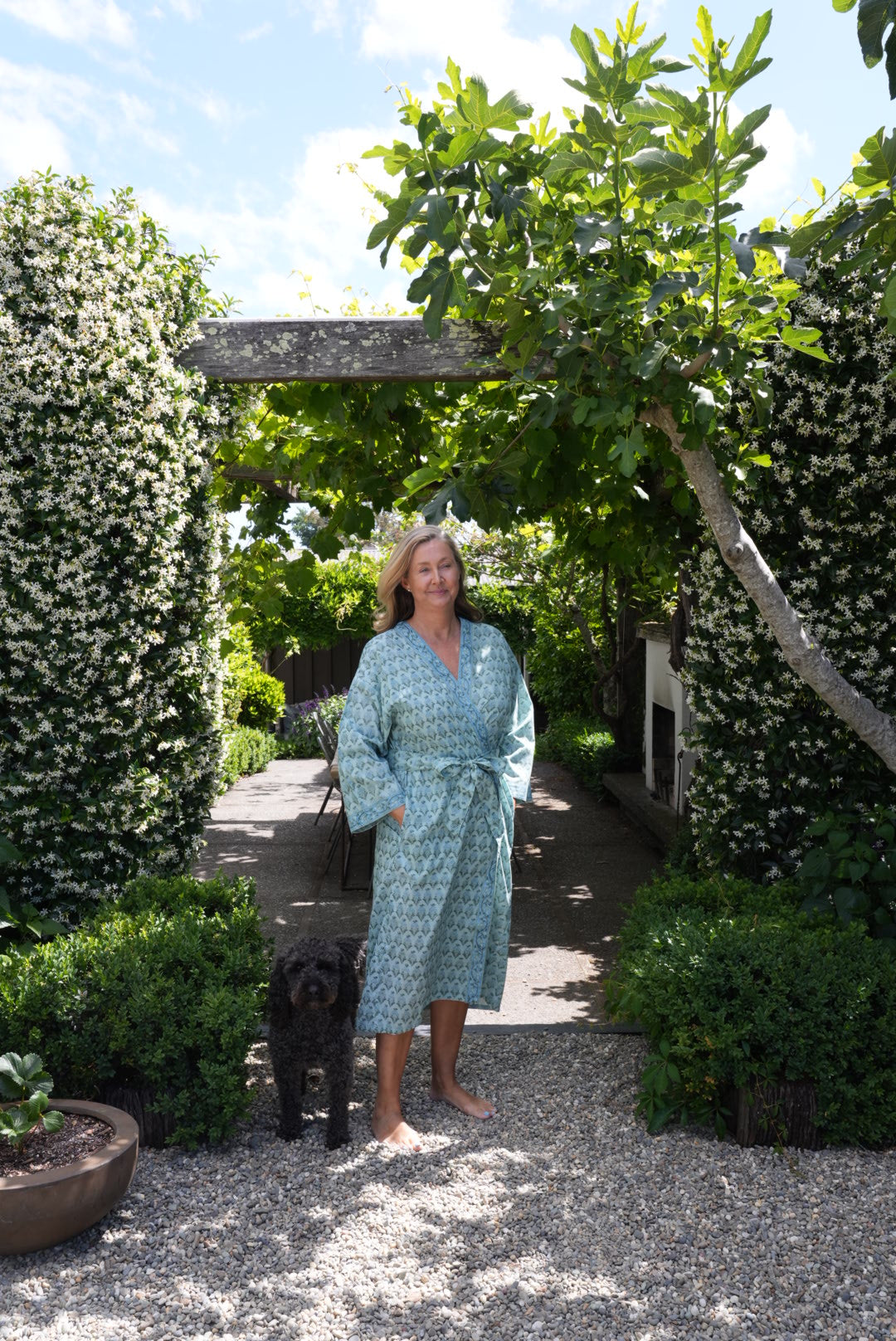 COTTON BLOCK PRINT KIMONO | POWDER BLUE