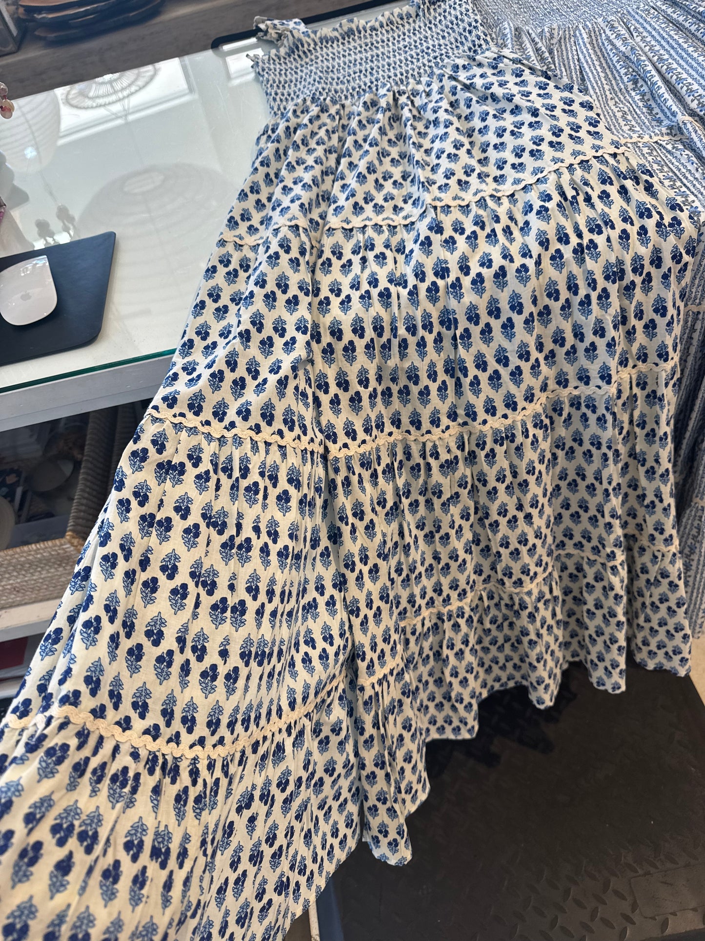 FLORENCE SMOCKED DRESS | INDIGO WHITE