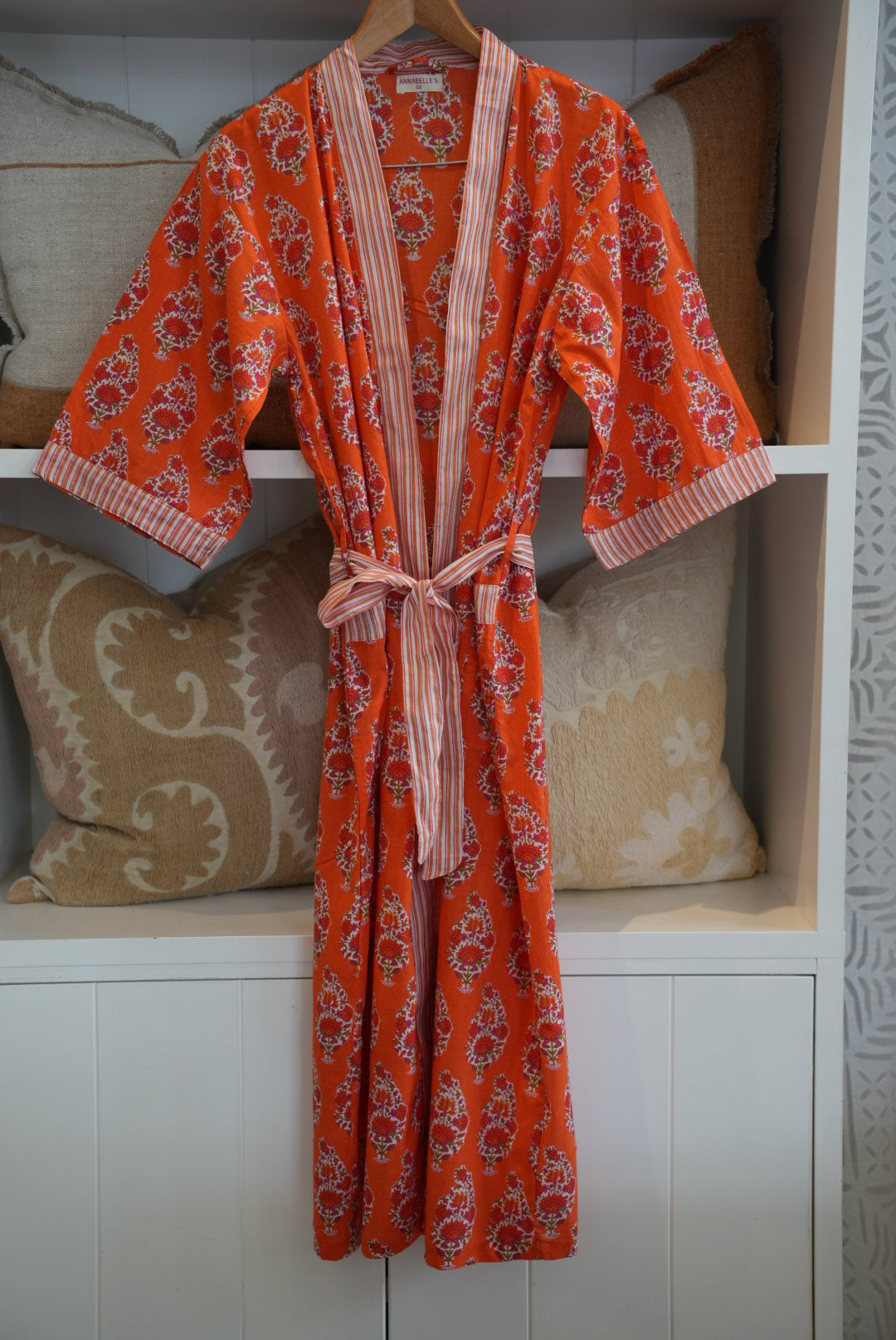 COTTON BLOCK PRINT KIMONO | ORANGE