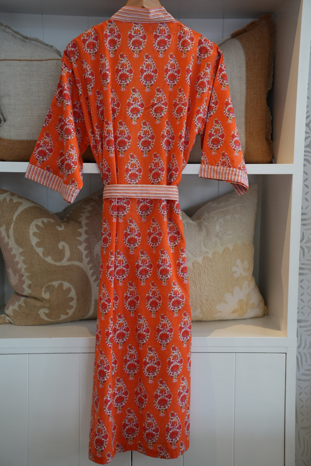 COTTON BLOCK PRINT KIMONO | ORANGE