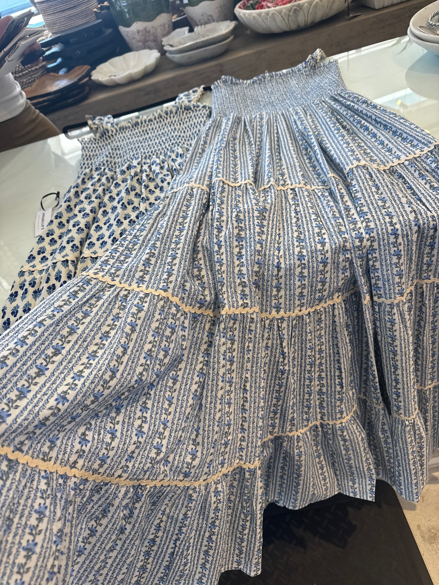 FLORENCE SMOCKED DRESS | BLUE STRIPE FLORAL