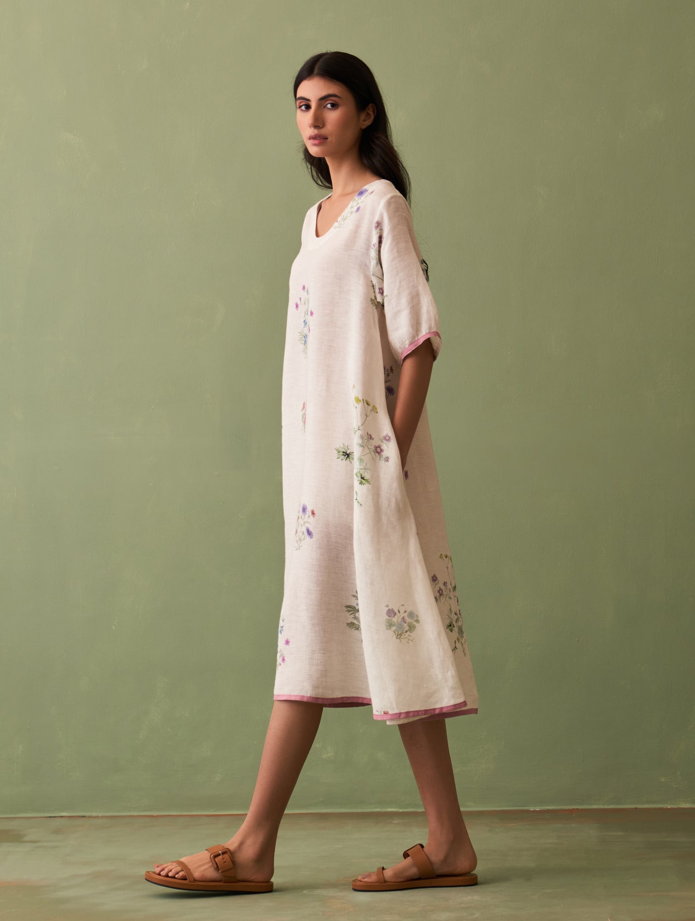 BOTANICAL LINEN DRESS