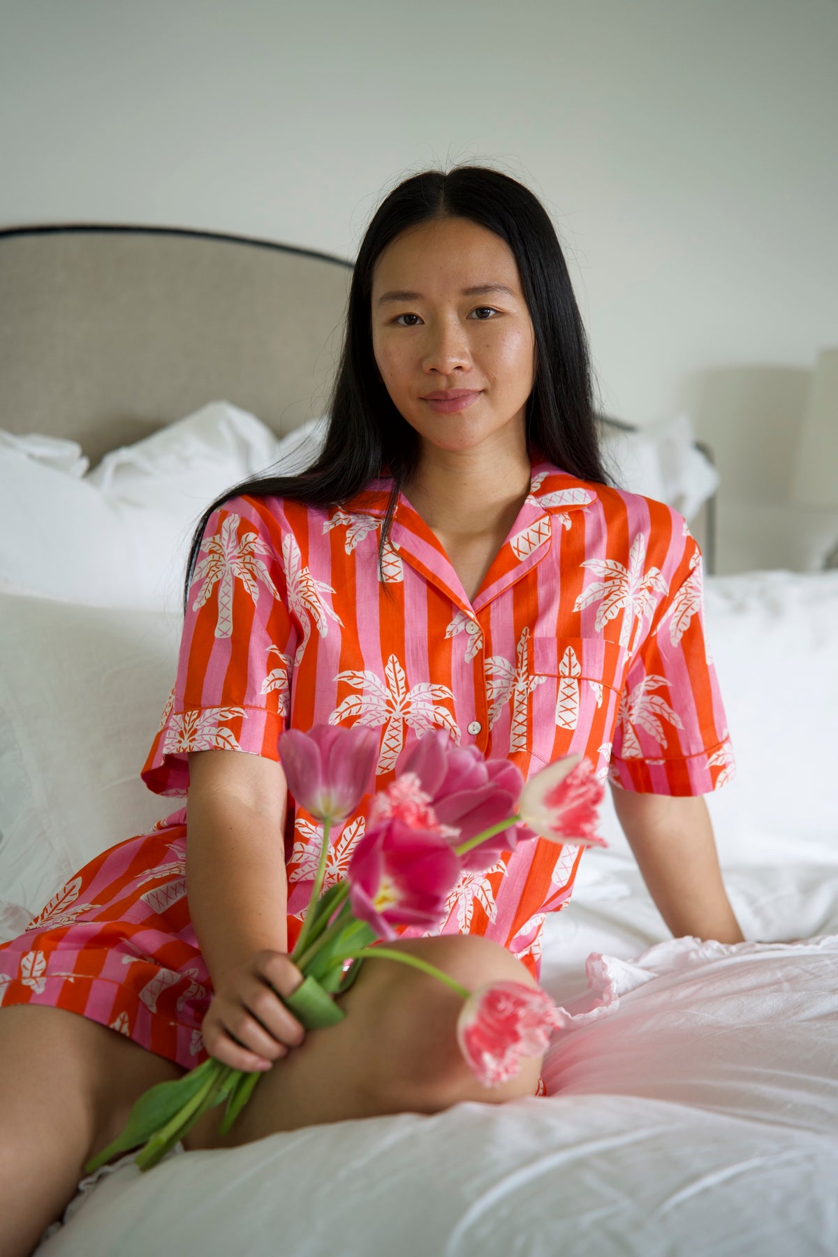 PYJAMAS | PINK ORANGE PALM | SHORT