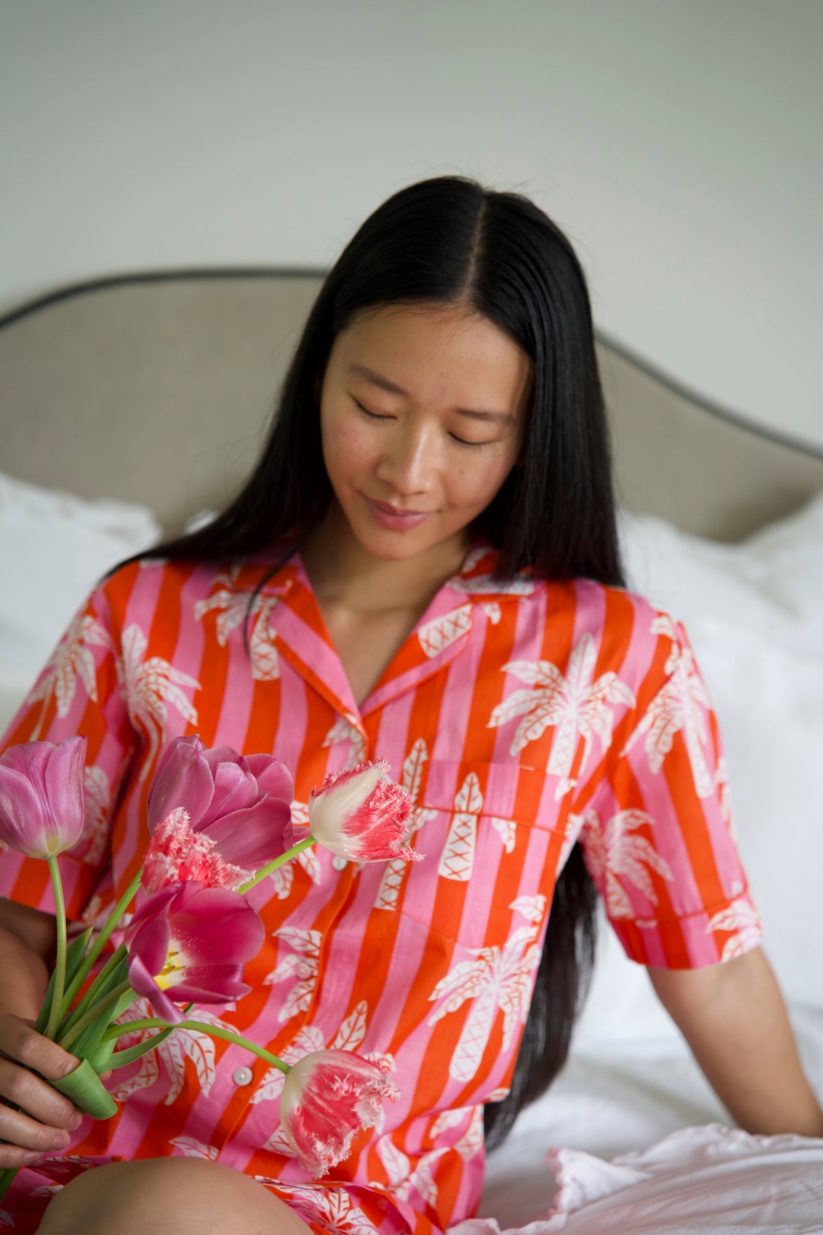 PYJAMAS | PINK ORANGE PALM | SHORT