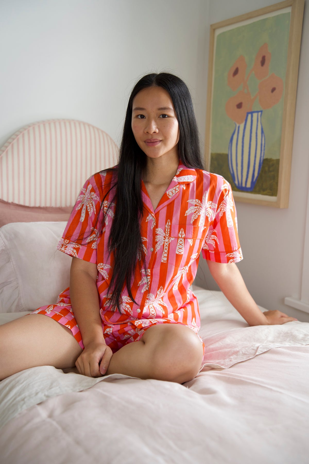 PYJAMAS | PINK ORANGE PALM | SHORT