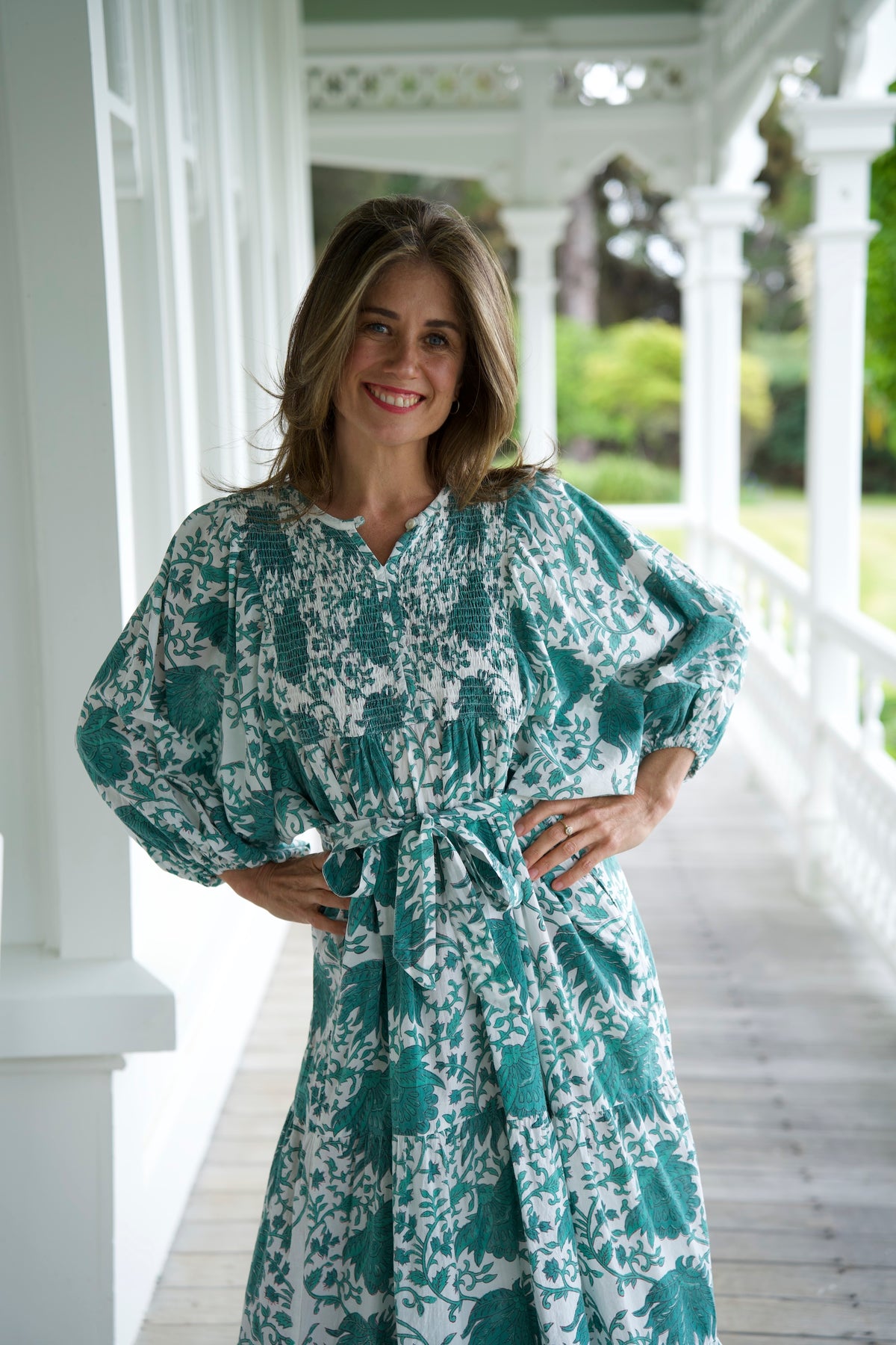CHARLOTTE SMOCKED DRESS | GREEN FLORAL