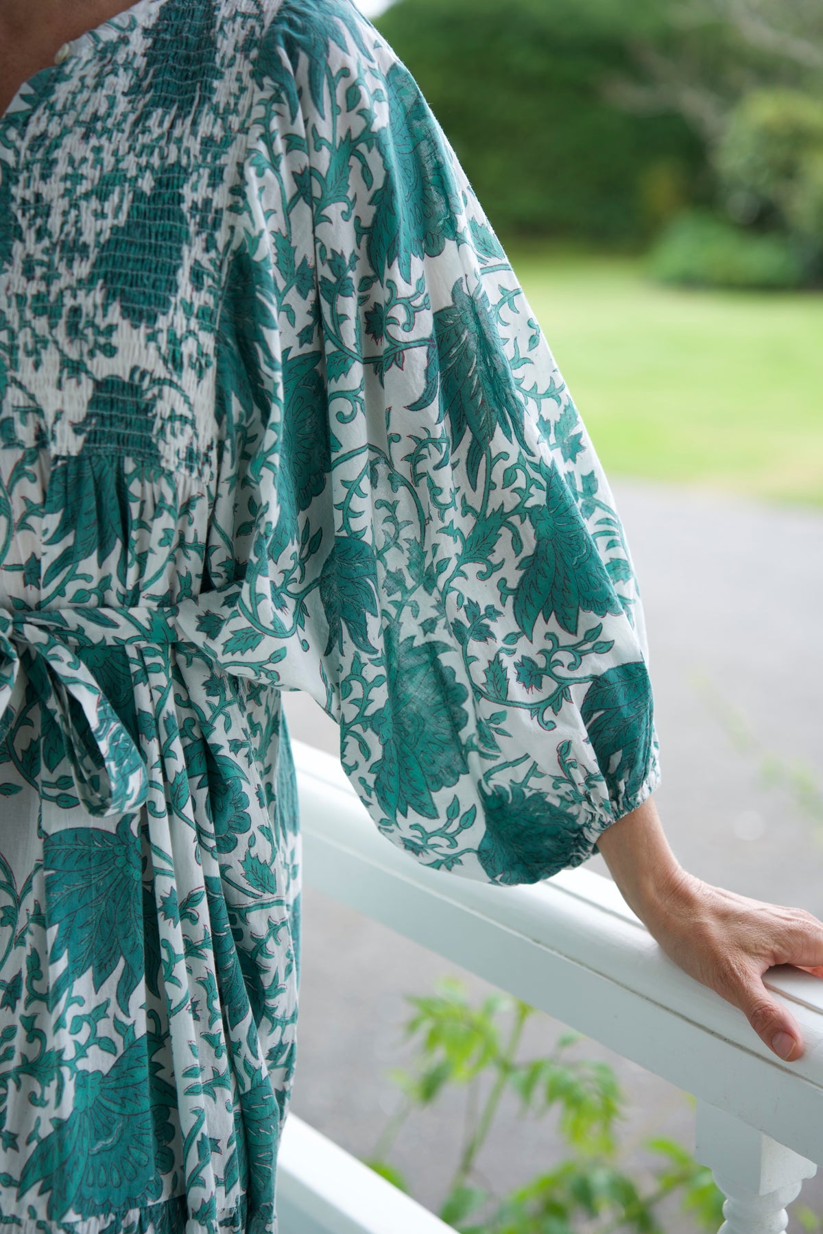 CHARLOTTE SMOCKED DRESS | GREEN FLORAL
