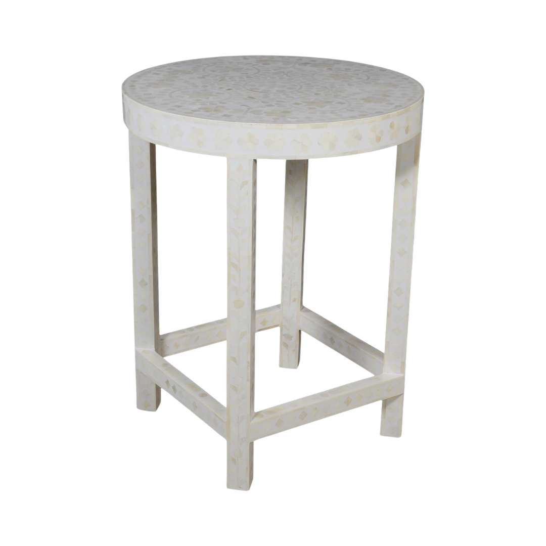 BONE INLAY SIDE TABLE | WHITE