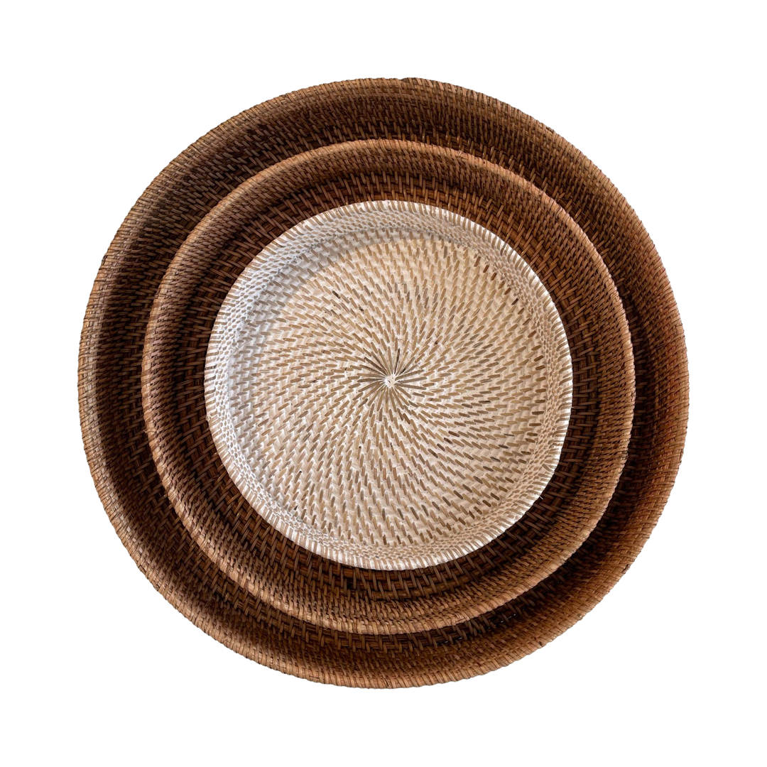 RATTAN TRAY | THREE SIZES | WHITEWASH