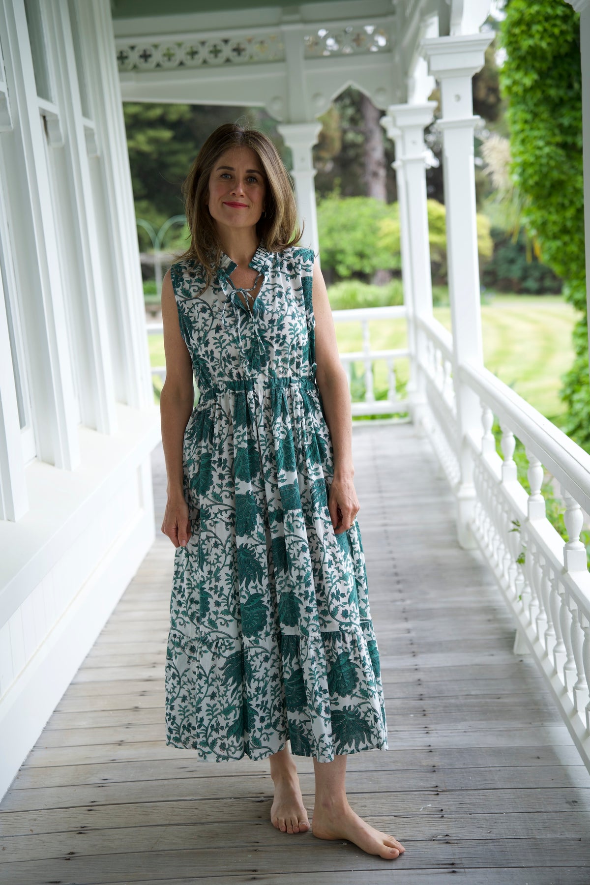LUCIA DRESS | GREEN FLORAL | FREE SIZE