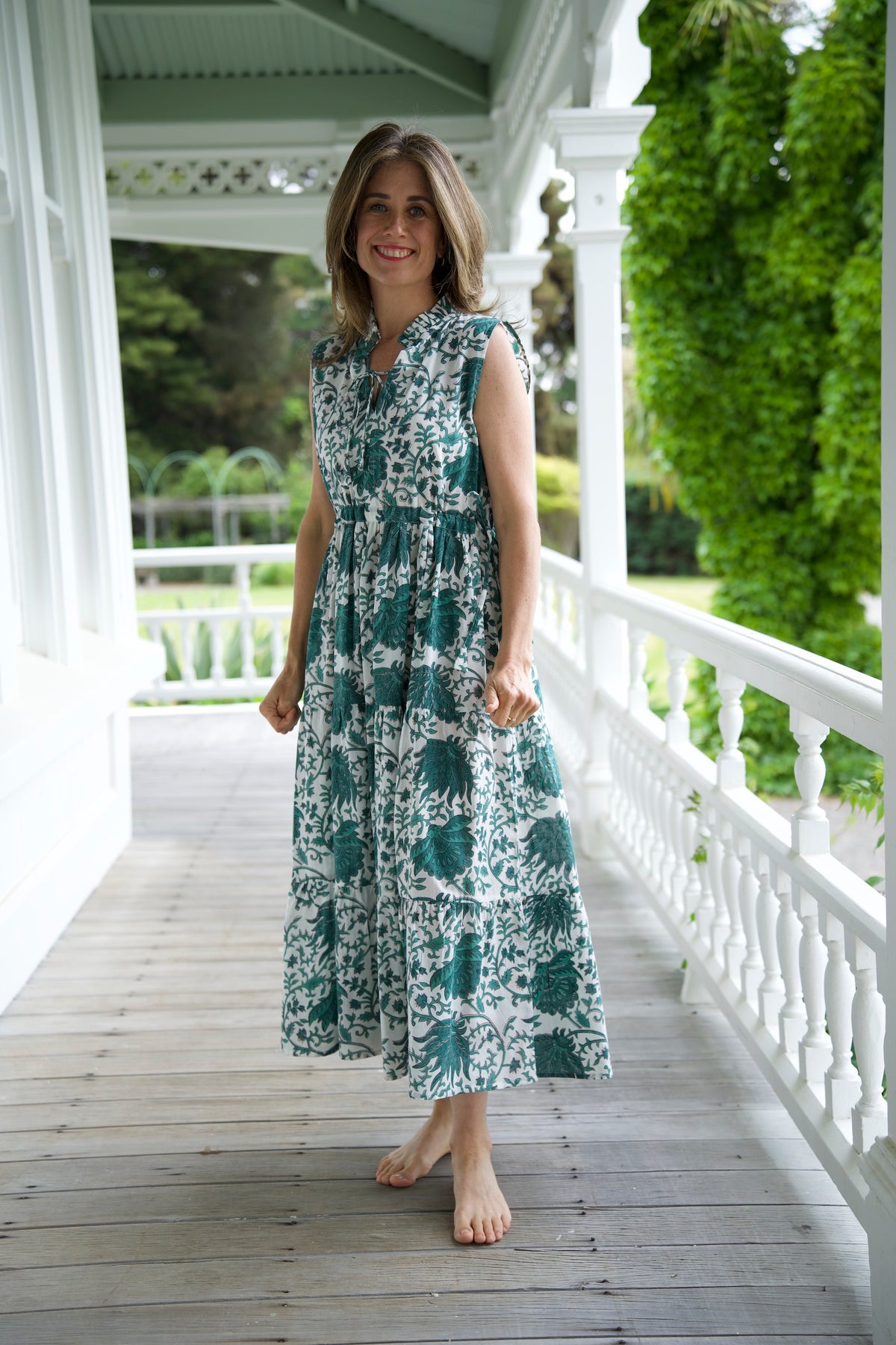 LUCIA DRESS | GREEN FLORAL | FREE SIZE