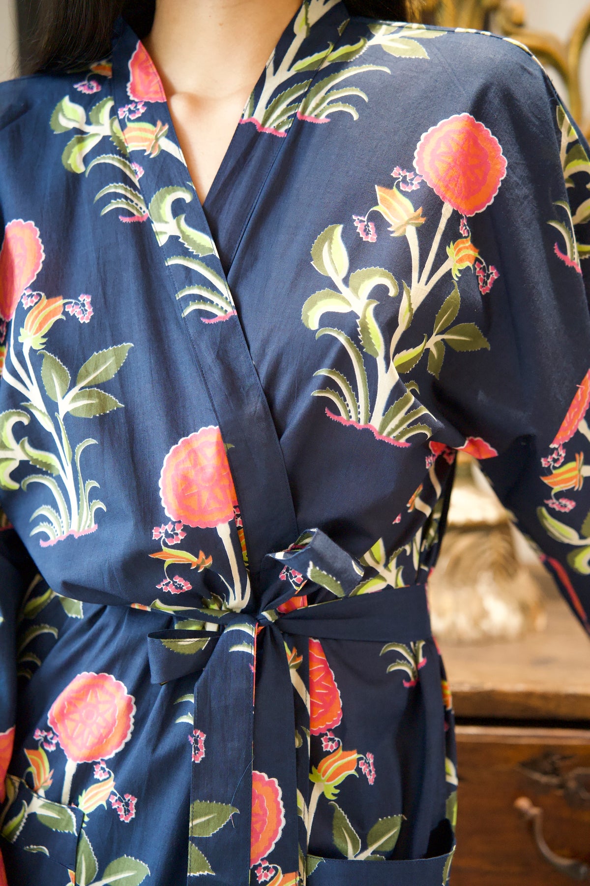 COTTON ROBE | POPPY NAVY