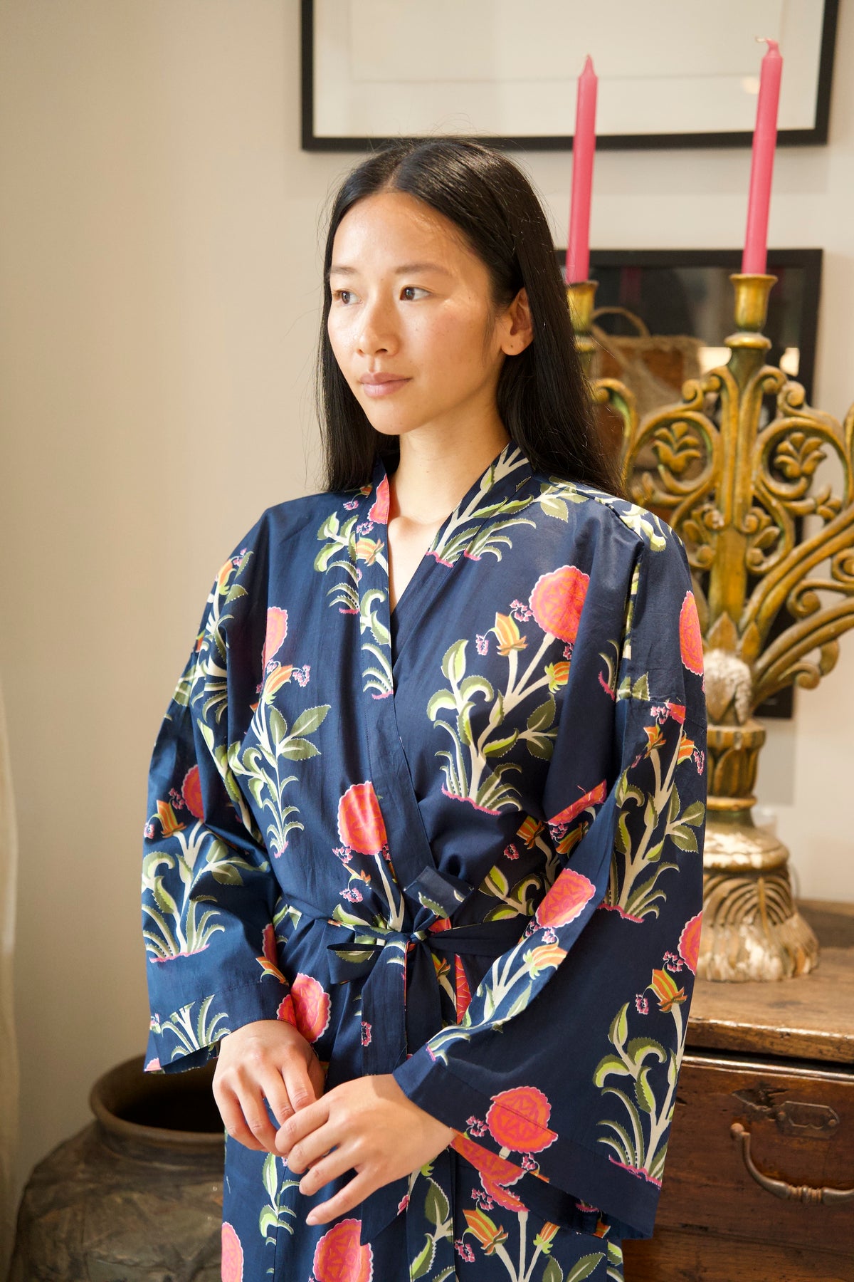 COTTON ROBE | POPPY NAVY