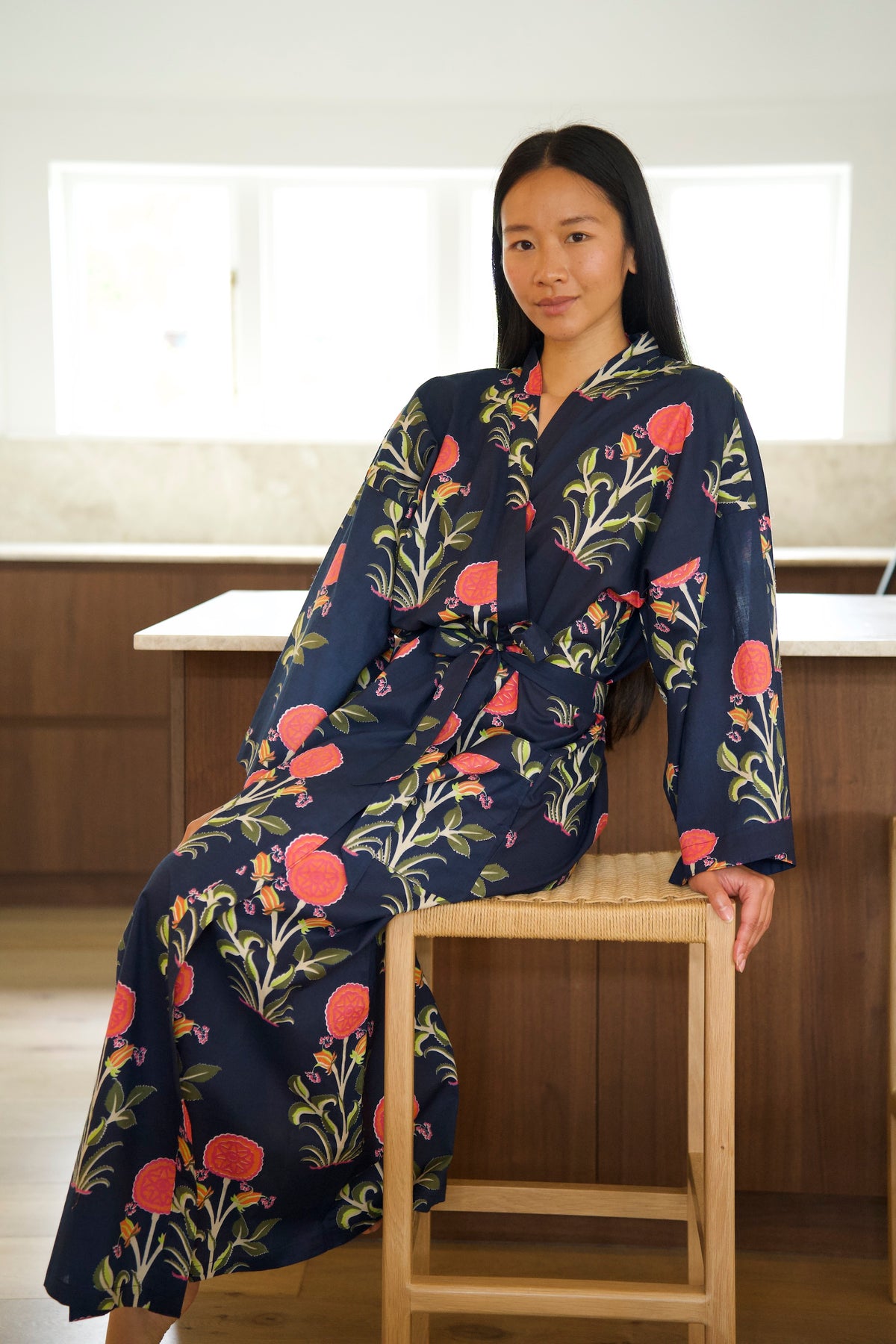COTTON ROBE | POPPY NAVY