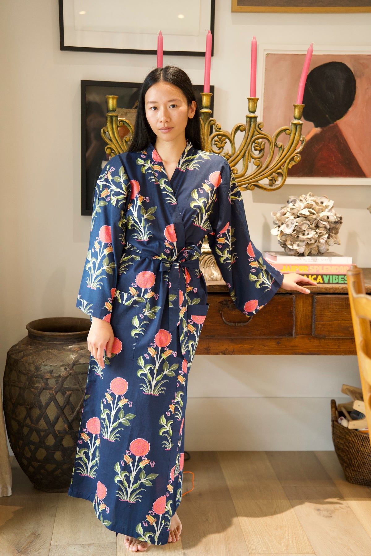 COTTON ROBE | POPPY NAVY
