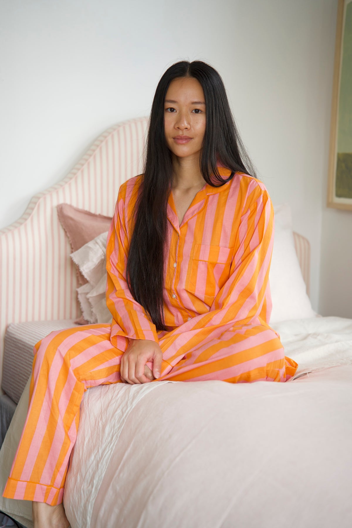 PYJAMAS | ORANGE PINK STRIPE | LONG