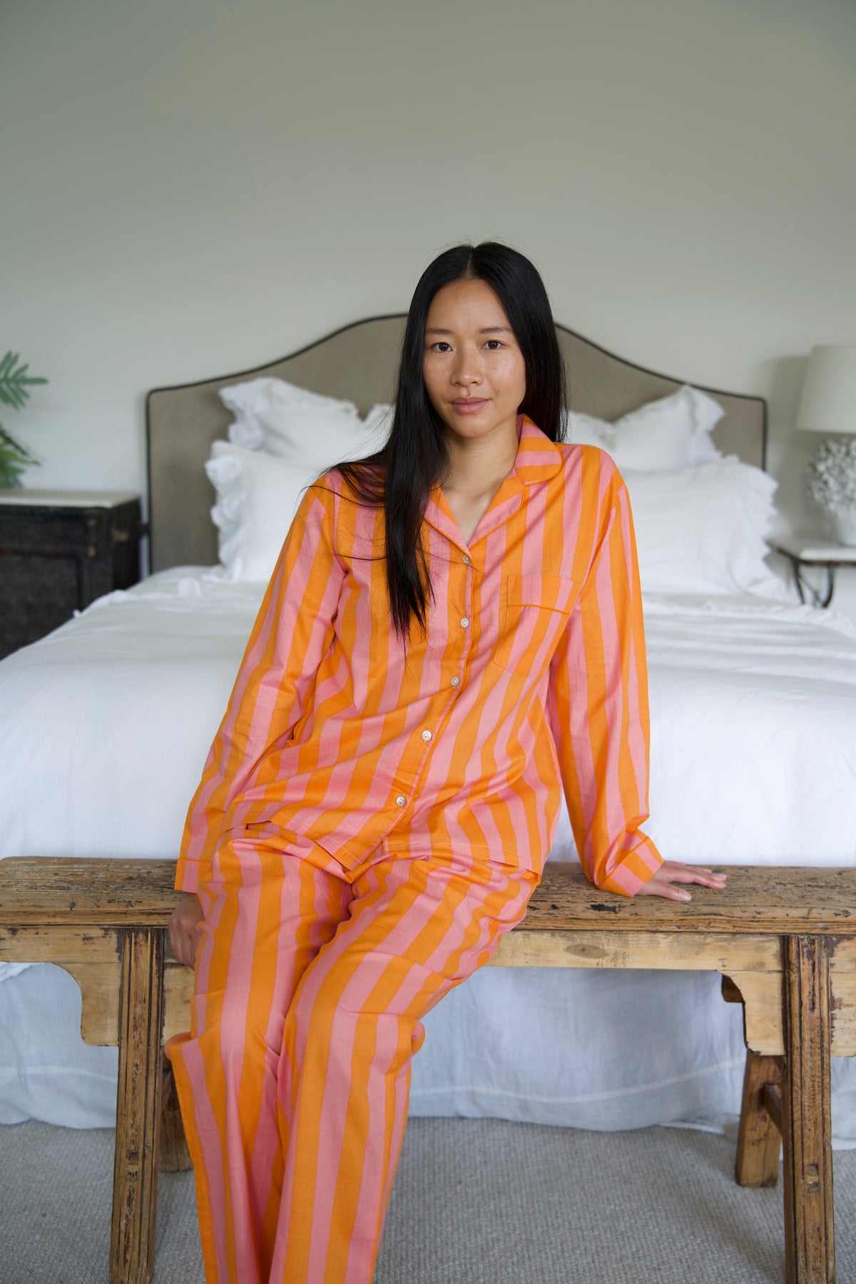 PYJAMAS | ORANGE PINK STRIPE | LONG