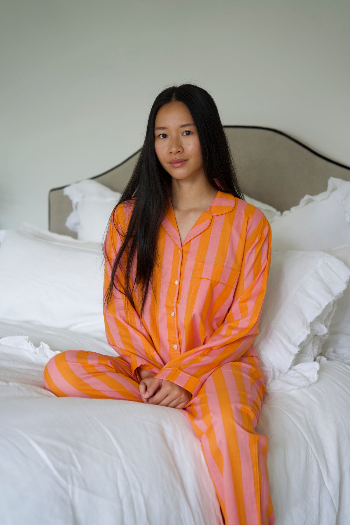 PYJAMAS | ORANGE PINK STRIPE | LONG