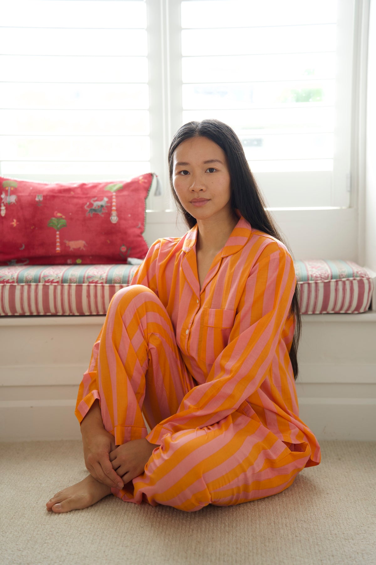 PYJAMAS | ORANGE PINK STRIPE | LONG