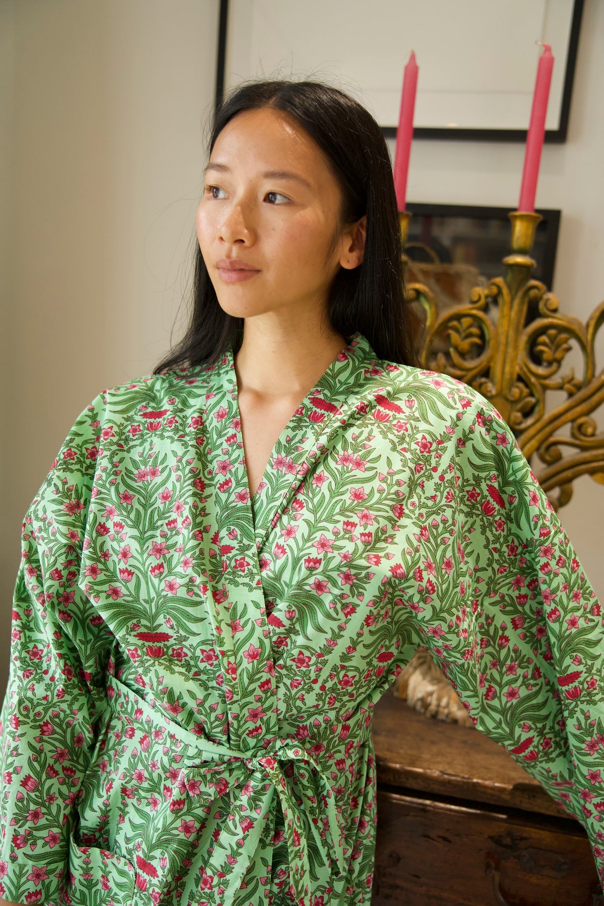 COTTON ROBE | PINK OLEANDER
